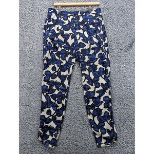 Banana Republic Floral Print Drapey Pants Size 8 Long Ankle Crop Colorful Blue